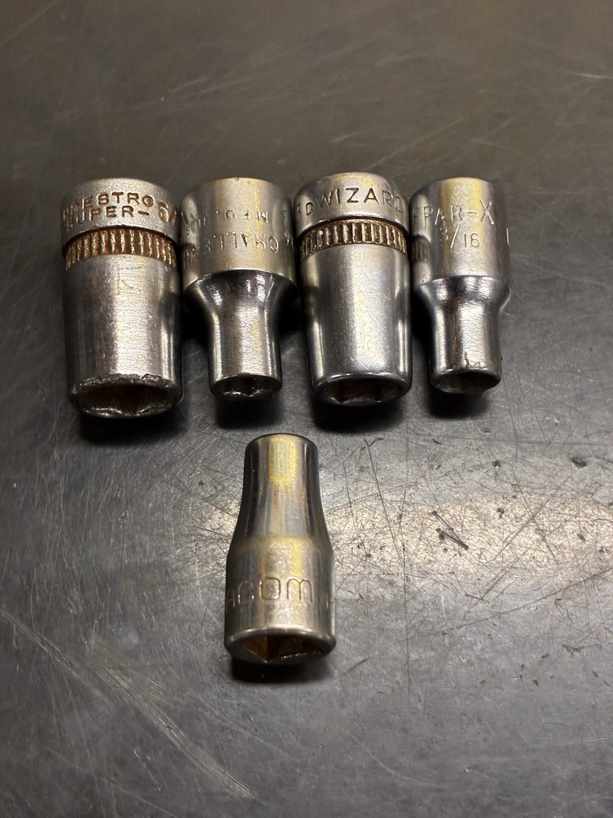 Vintage 1/4 Drive Sockets Indestro Wizard Par-X Challenger 🇺🇸 USA