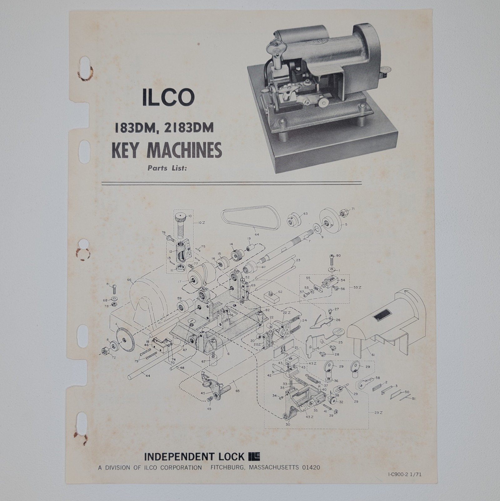 Rare 1971 ILCO 183DM, 2183DM Machines Illustrated Parts List