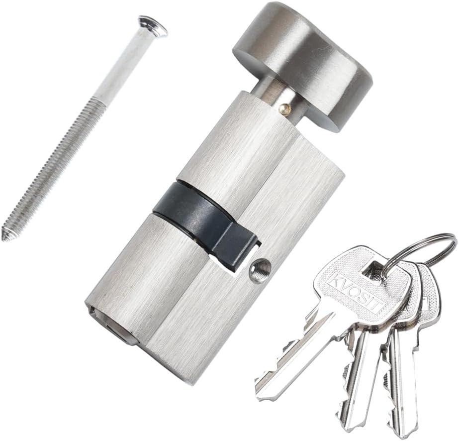 60MM Solid Brass Lock Cylinder with 3 Brass Keys Satin Nickel Color Cylinder Doo