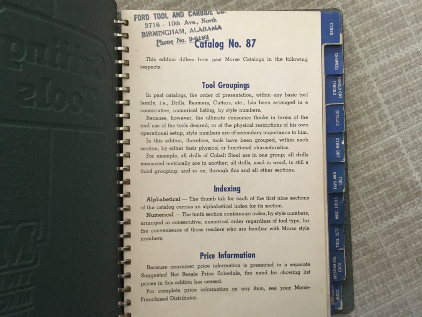 Vintage 1952 Morse Cutting Tool Catalog #87 with Mechanical Data and Charts