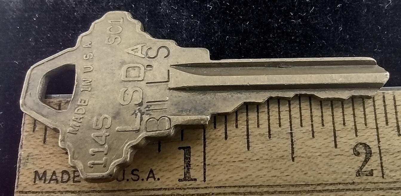 Vintage Brass Key LSDA Marked “Bill’s 1145 SC1″ USA Apx 2-1/16” Replacement Lock