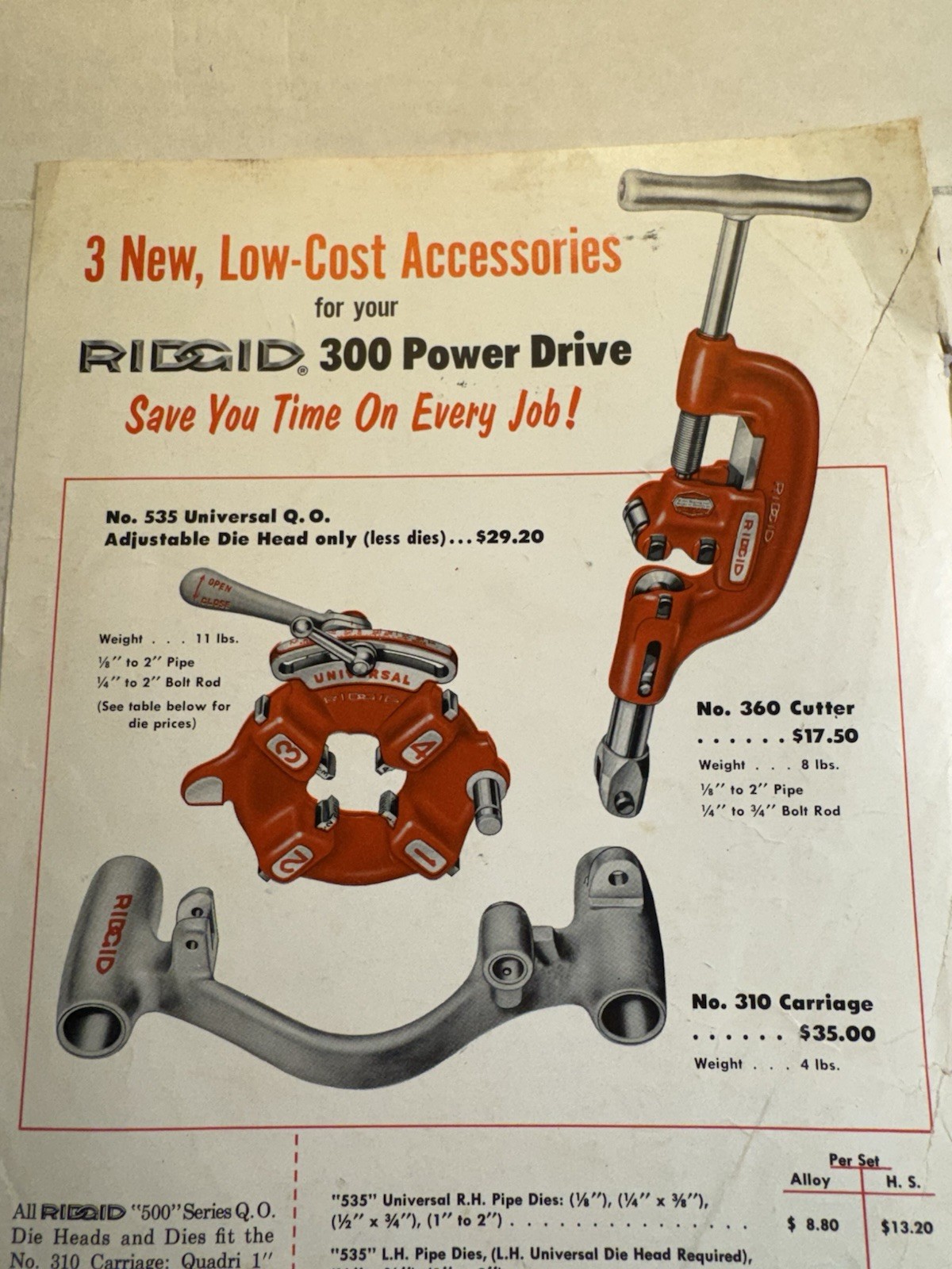 Vintage Ridge Tool Co Ridgid 300 Threading Machine No. 59-C Elyria Ohio Brochure