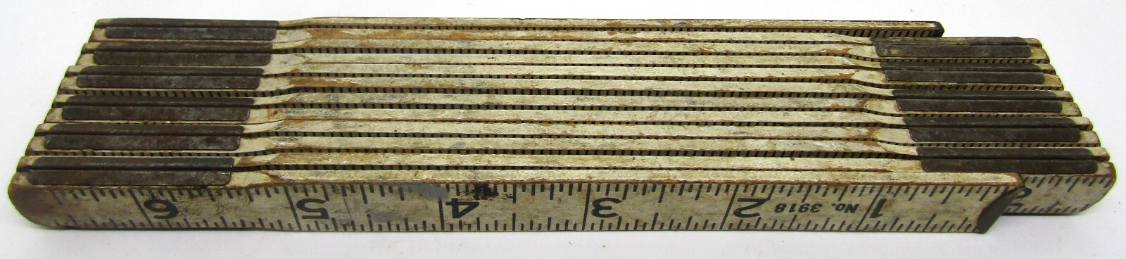 Vintage No. 3918 6′ Foot Wooden Folding Ruler.