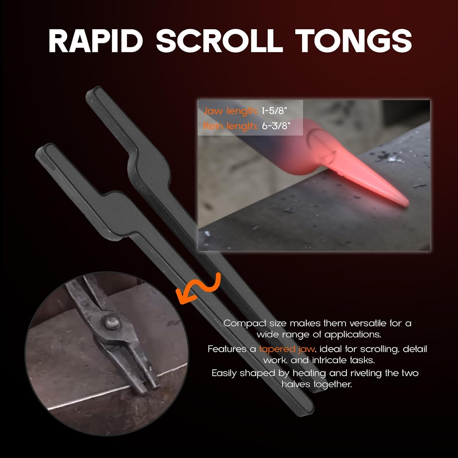 Rapid Tongs Bundle Set for Beginner Futher Smithing,5 Types DIY Blacksmith Tongs