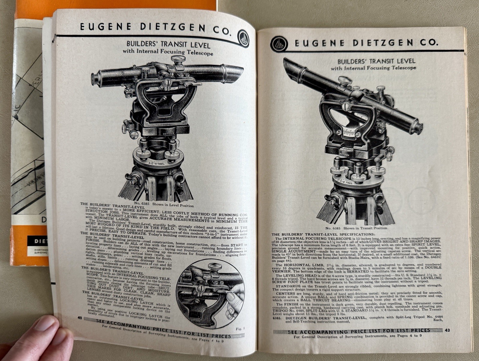 Lot 2 Dietzgen 1953 Catalogs Surveying Equipment 77S & Drafting Instruments 22D