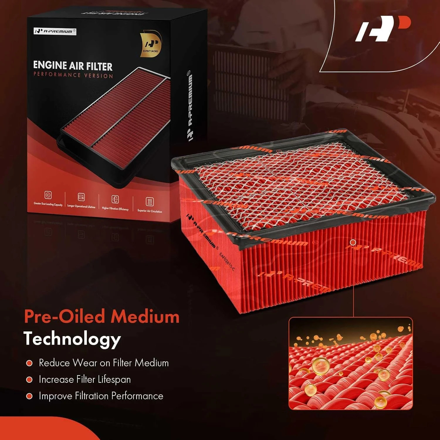 Pre-Oiled Engine Air Filter Compatible with Ram 2500/3500 2011-2024, 4500/5500 2