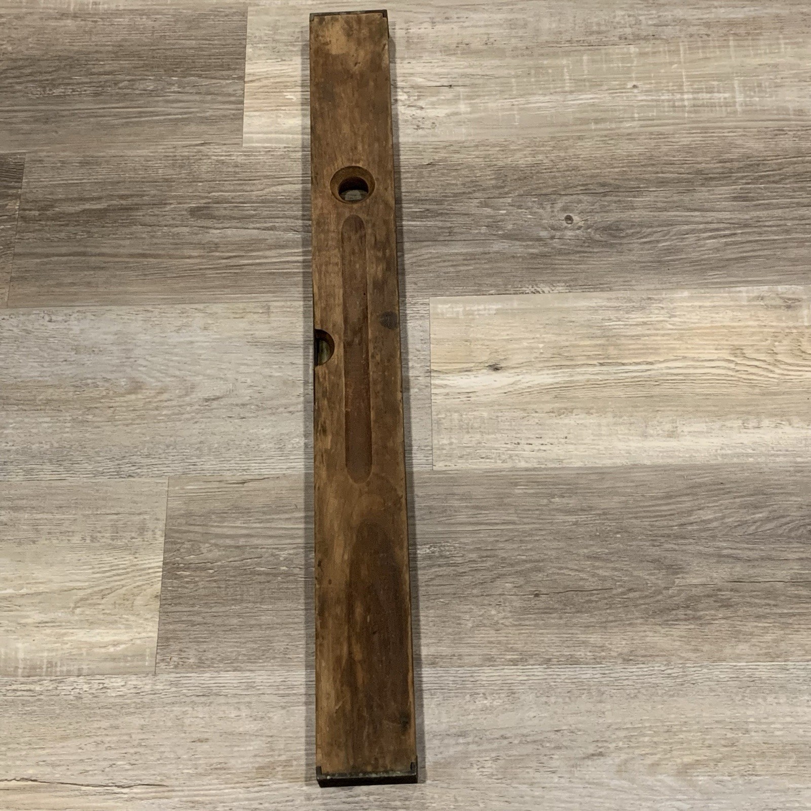 Stanley Number 3 Antique 30″ Wood & Brass Spirit Level Handy Grip Glass Vials