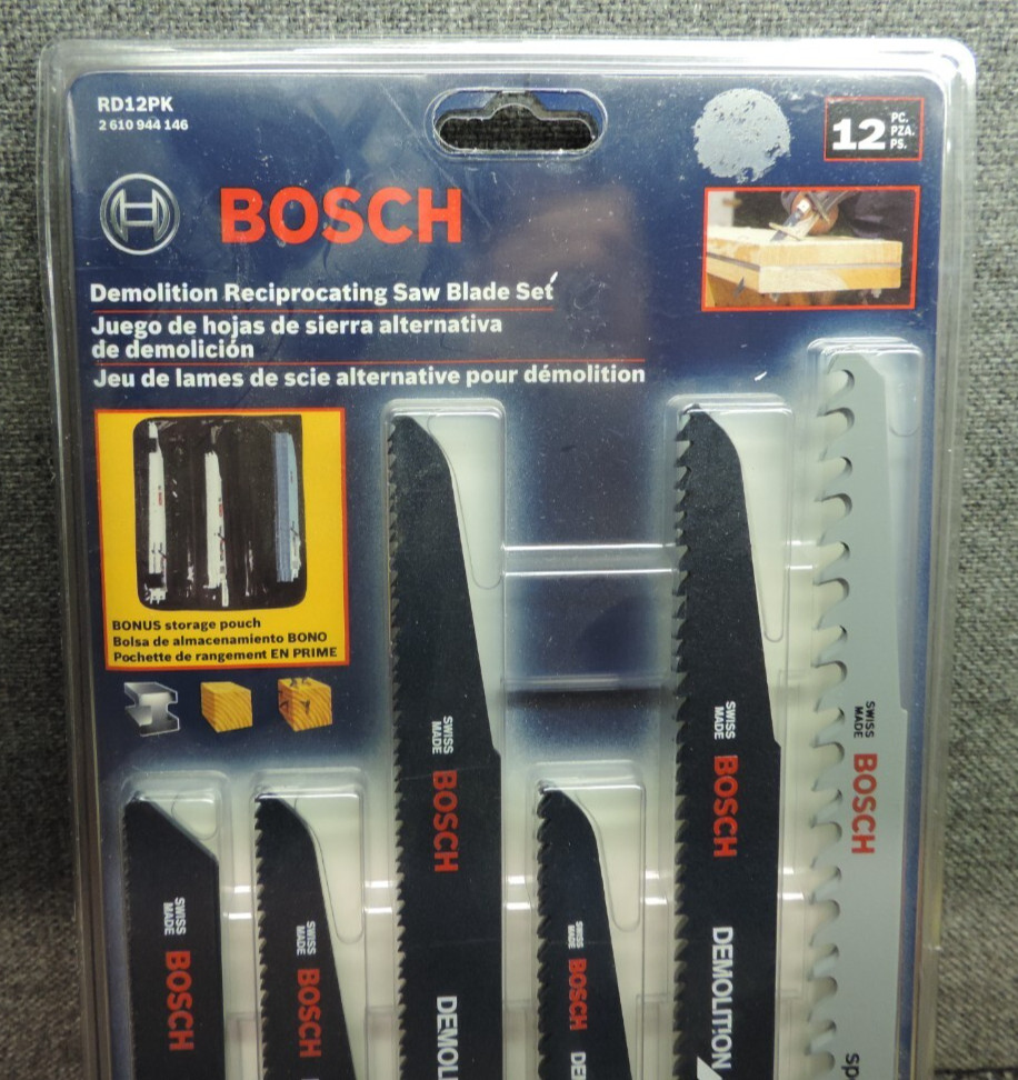 Bosch Demolition Reciprocating Saw Blade Set w Pouch 12 Pieces MIP RD12PK