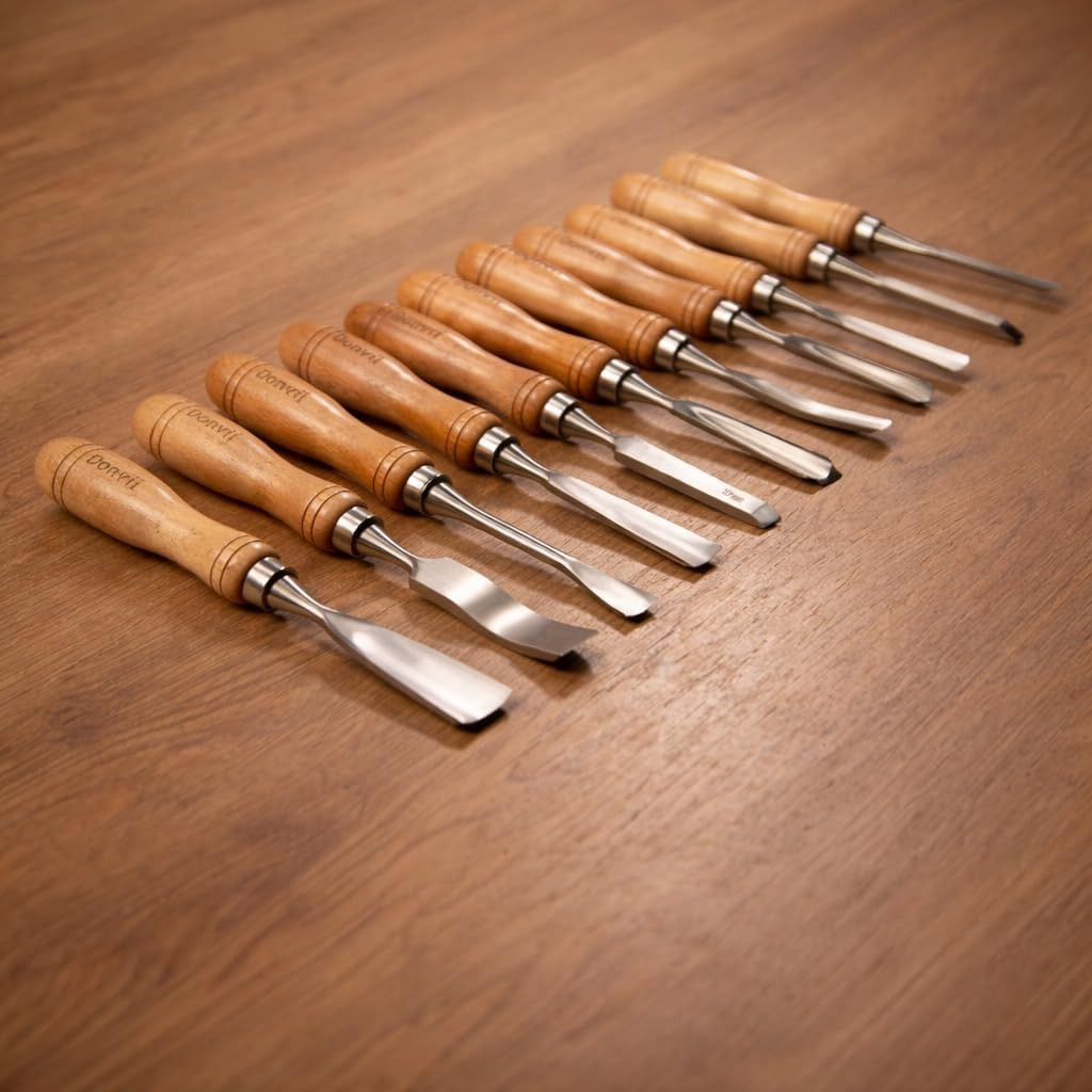 12-Pieces Wood Carving Tools Set – Professional Carving Chisel with Razor Sharp
