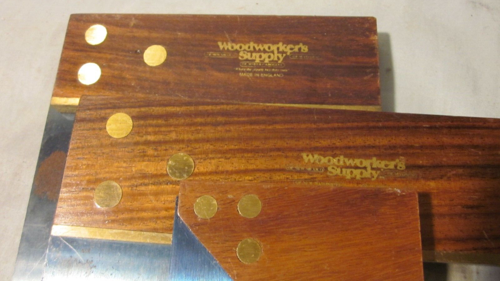 Set of 3 WOODWORKER’S Supply Made in England Brass Square