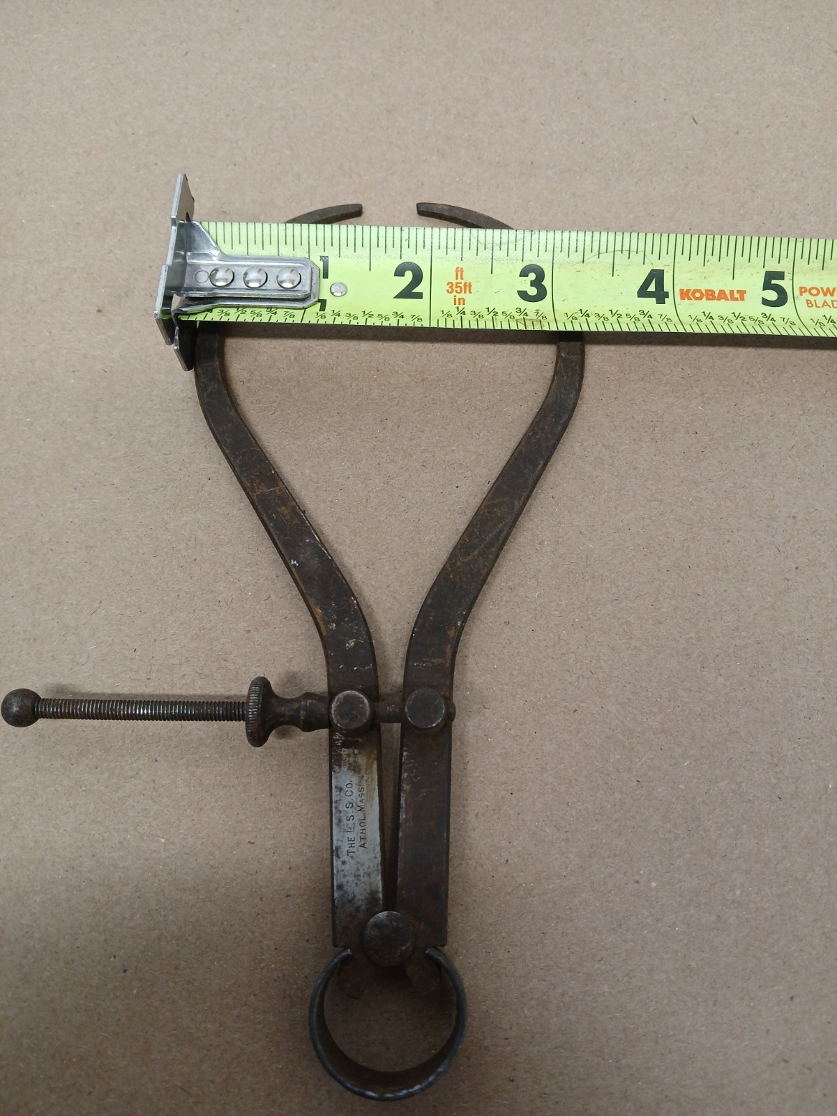 Antique L.S.S. Co Athol Mass Spring Outside Caliper Machinist Tool