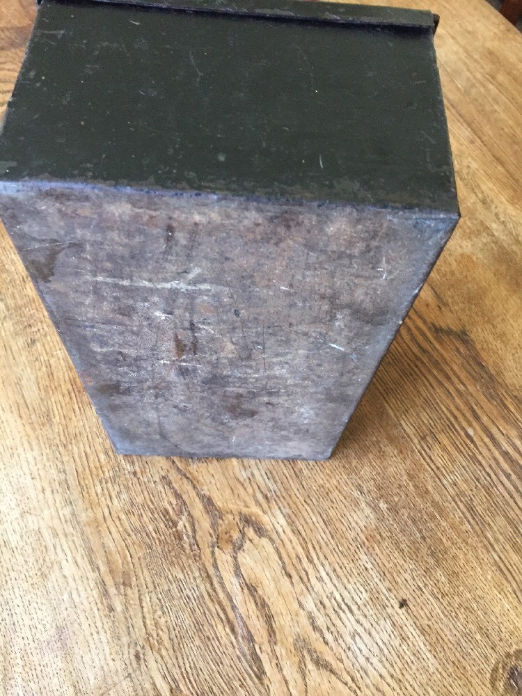 Vtg 50s Industrial Tool Box Black Steel Retro Distressed hand made 12×7”