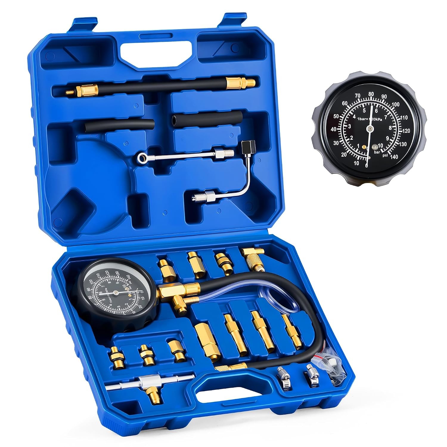 Fuel Pressure Test Kit 0-140 psi Fuel Pressure Gauge for Cars Fuel Pressure