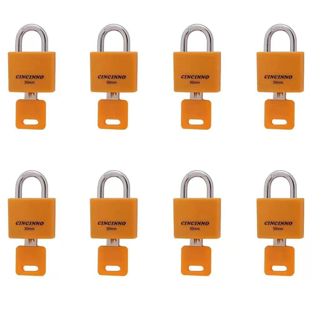Set of 8 Weatherproof Aluminum Padlocks, 30MM Keyed Alike for Sheds, Lockers, To