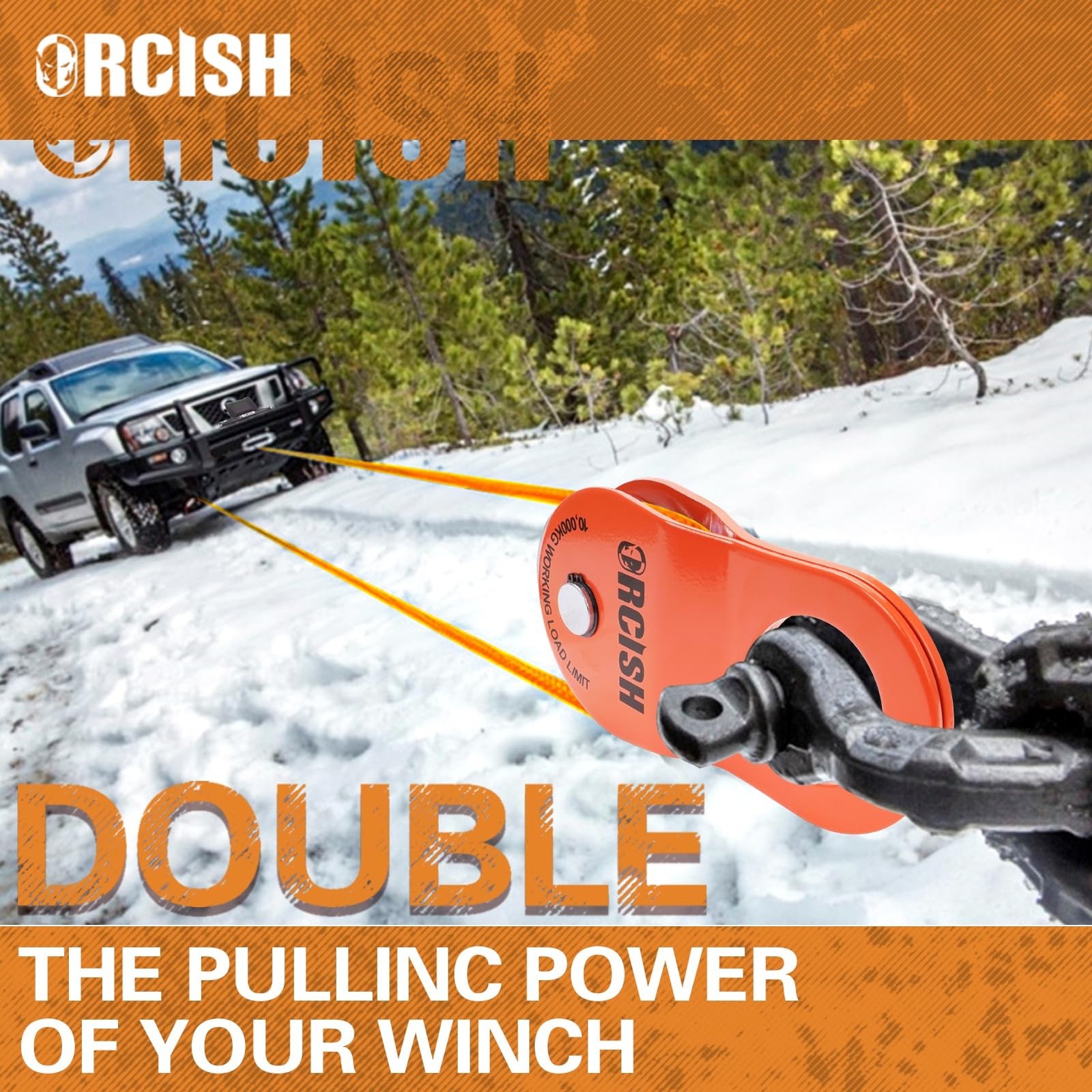 ORCISH 10 Ton Snatch Block, 22,000 LBS Capacity Block and Tackle Pulley Syste…