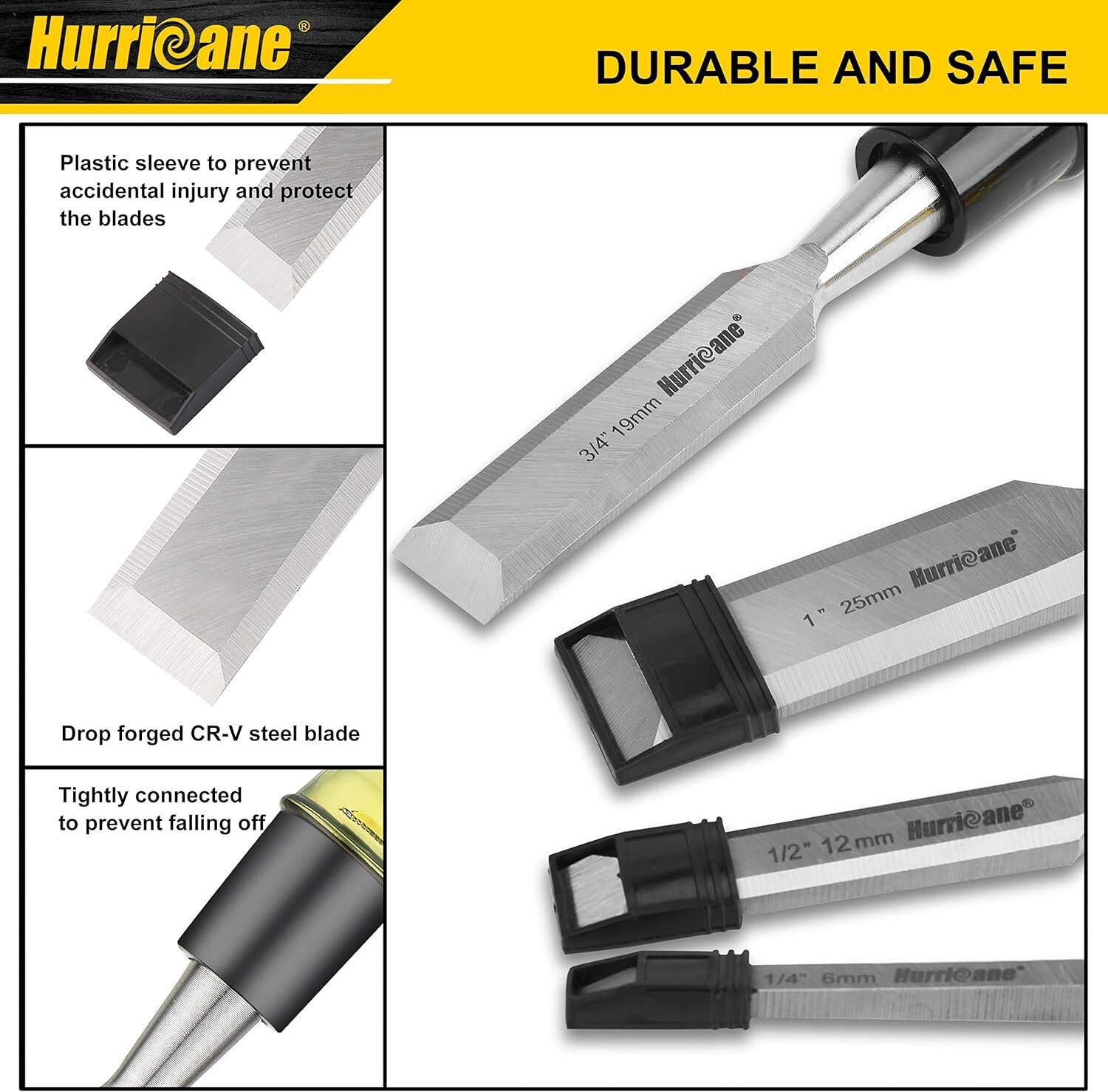 Premium Chisel Set For Woodworking Drop Forged Steel Grip Multi Purpose Use