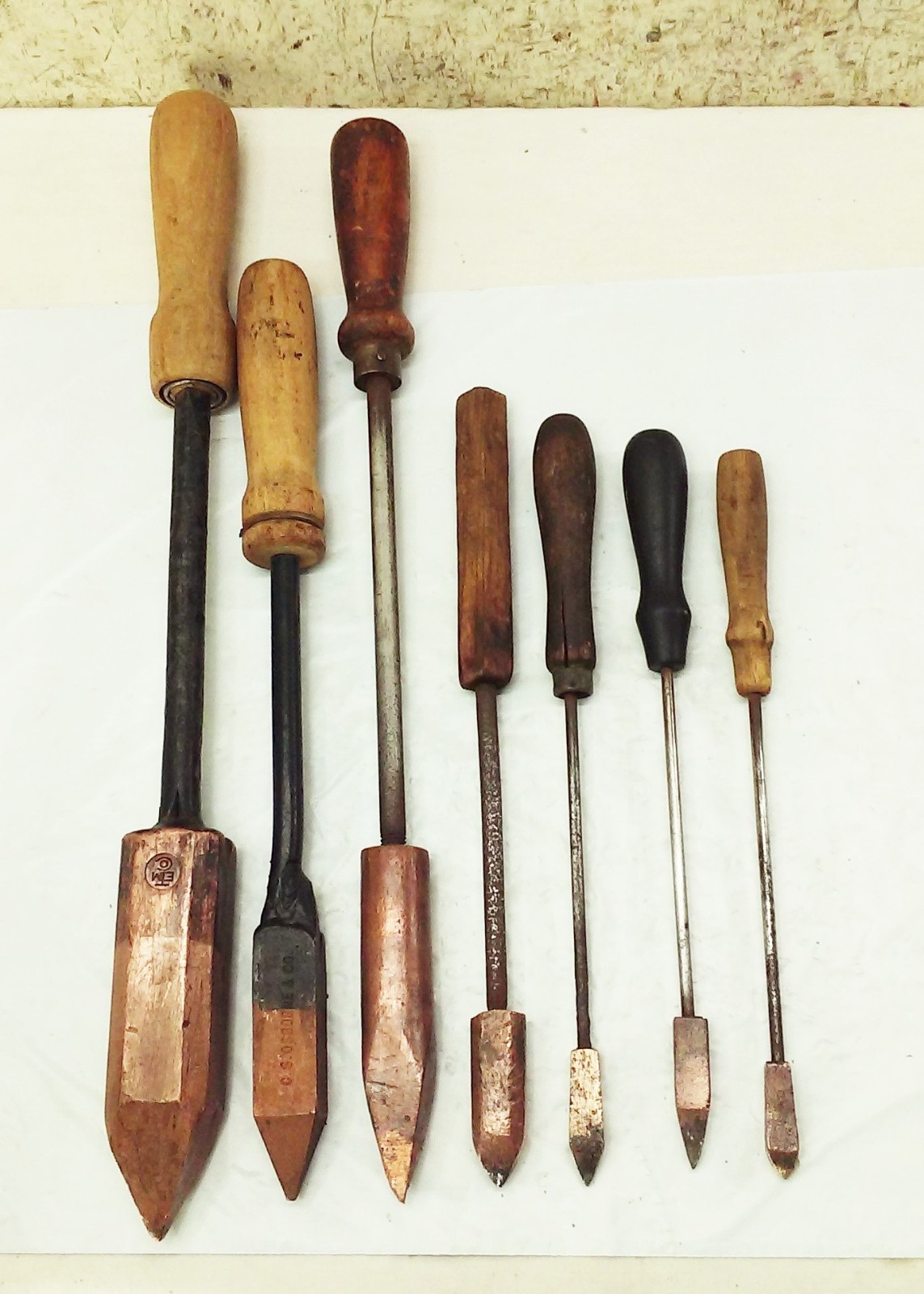 Vtg Antique Copper Soldering Irons wood handle Blacksmith Sheet Metal Tool LOT
