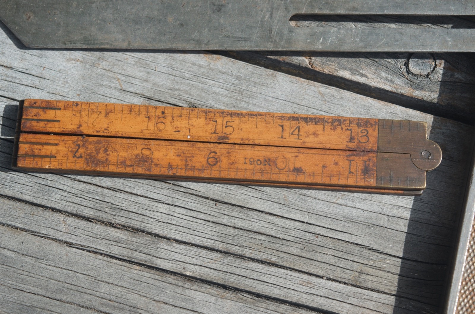 Vintage Stanley Sliding T Bevel All Steel 10″ + Wood folding ruler Upson