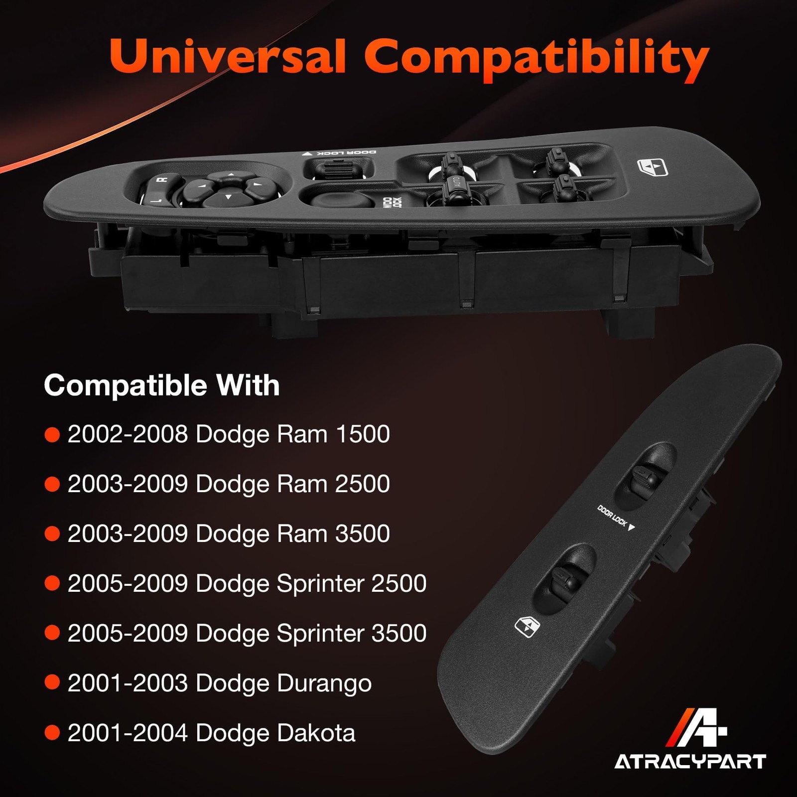 Power Window Switch with Bezel (Driver and Passenger Side) for Dodge Ram 1500…
