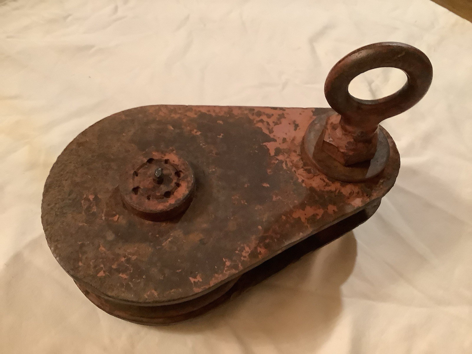 Antique Heavy Duty Iron Industrial PULLEY BLOCK SHEAVE Solid Forged Iron Hoist