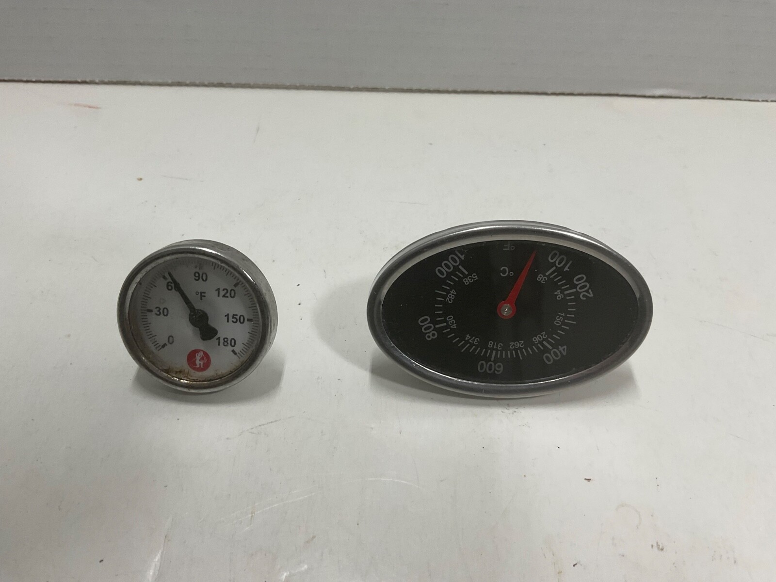 2 Small Temperature Gauges Olympia 0-180 / unbranded 100-1000 Grill Gauge