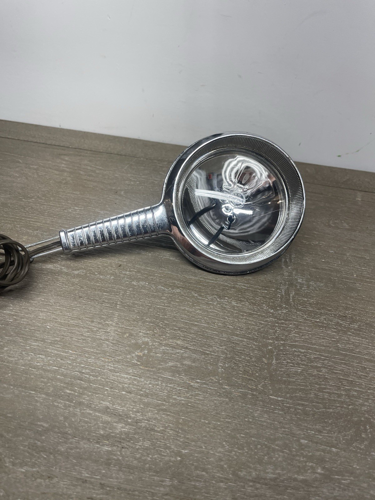 Vintage Hand Held Spot Light Chrome Silver Tone Auto Lamp Tested Works Perfect