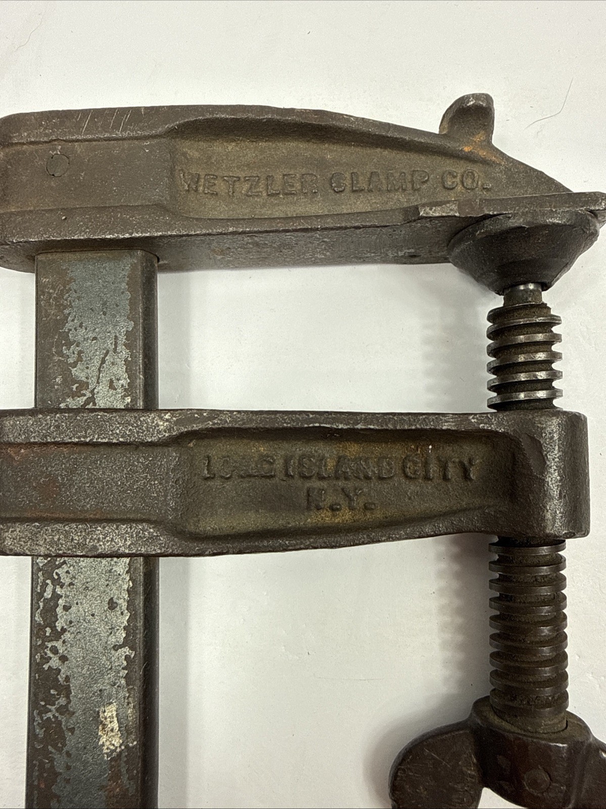 Vintage Wetzler Bar Clamps Cast Iron Long Island City, NY Woodworking Clamp