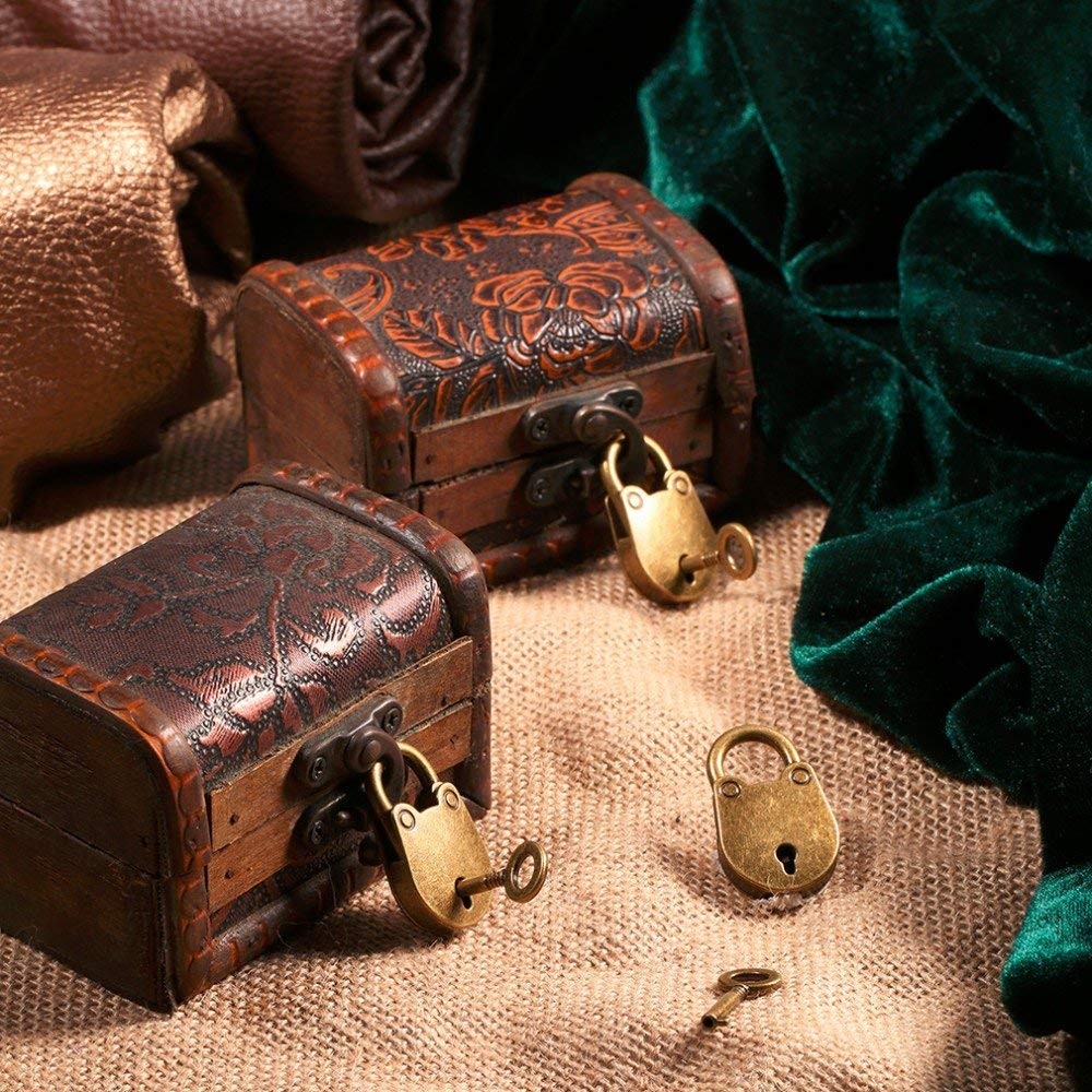 3Pcs Mini Bronze Antique Padlock Small Metal Padlock Archaize Style Lock Mini Lo