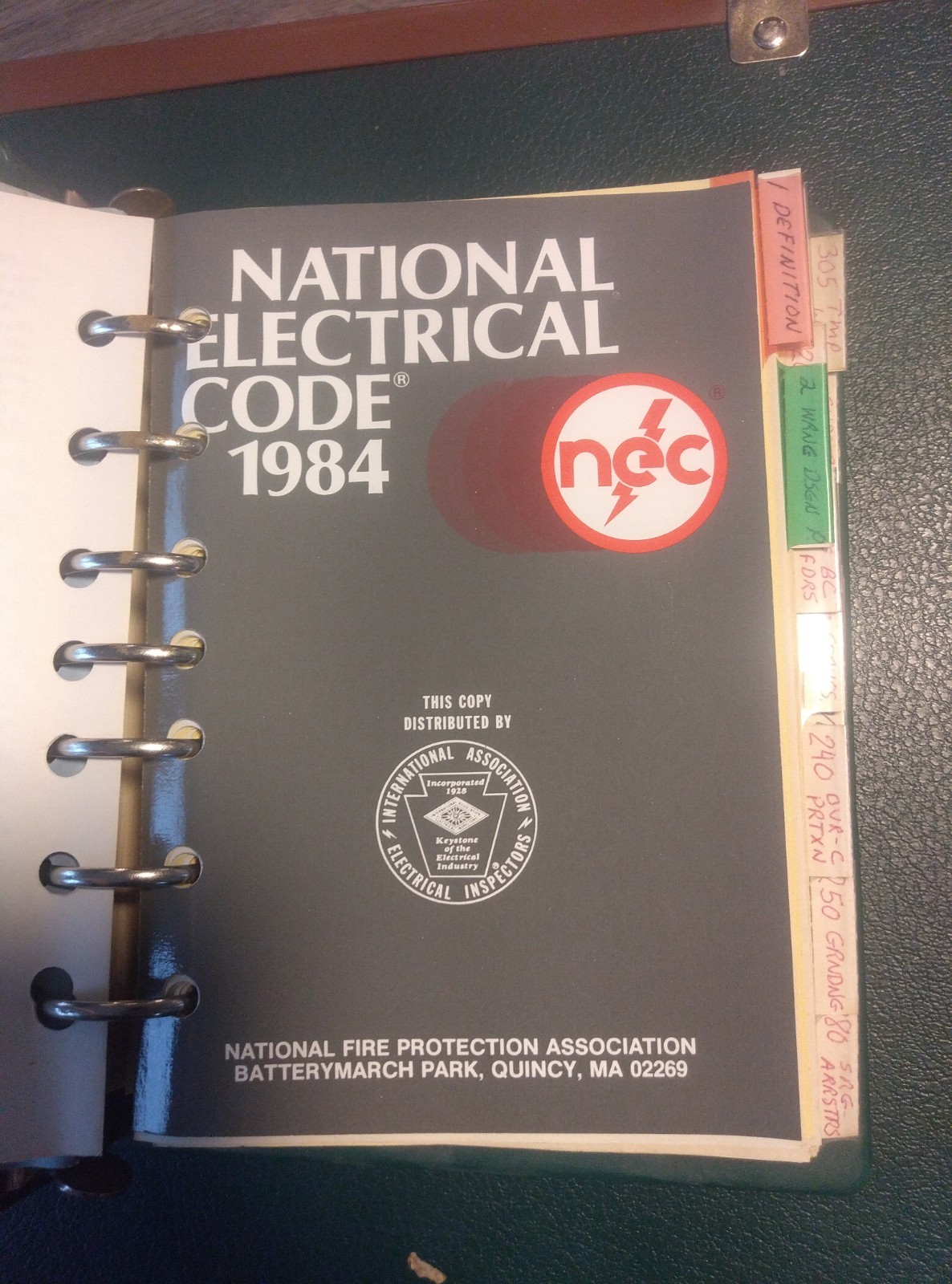 Vintage 1984 National Electrical Code Loose Leaf Binder NEC Tabs Washington WAC