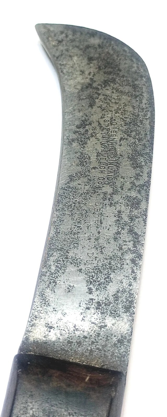 J Buck Holborn Viaduct Greenwich Inlaid Sterling & Welch Co Billhook Knife 1800s