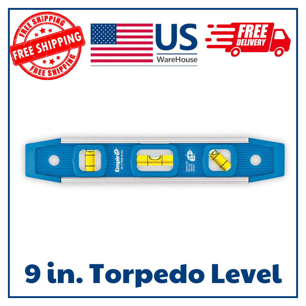 Empire 9 in Torpedo Level Magnetic Bubble Level Tool 3 Vial Compact Level