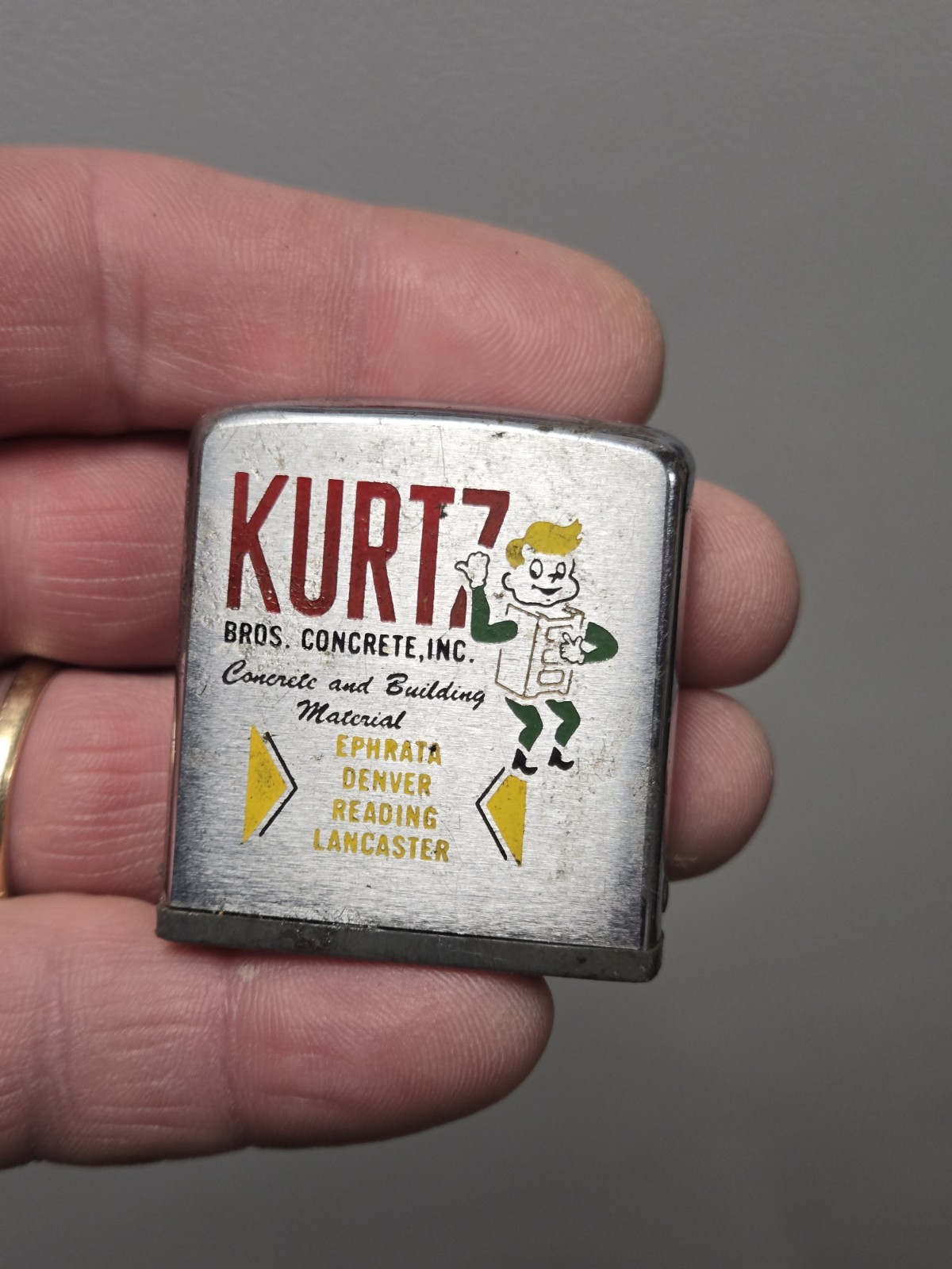 Vintage Advertising Zippo Tape Measure Kurtz Co. Ephrata Reading Lancaster PA