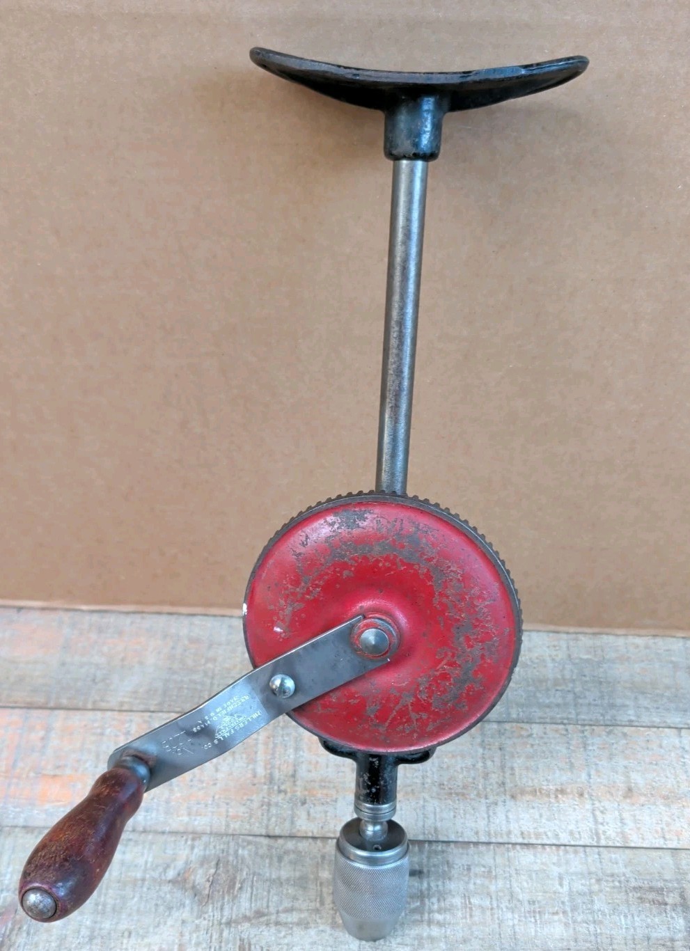 Vintage Millers Falls Hand Drill 120B 2 Speed ..Chest Pressure Plate