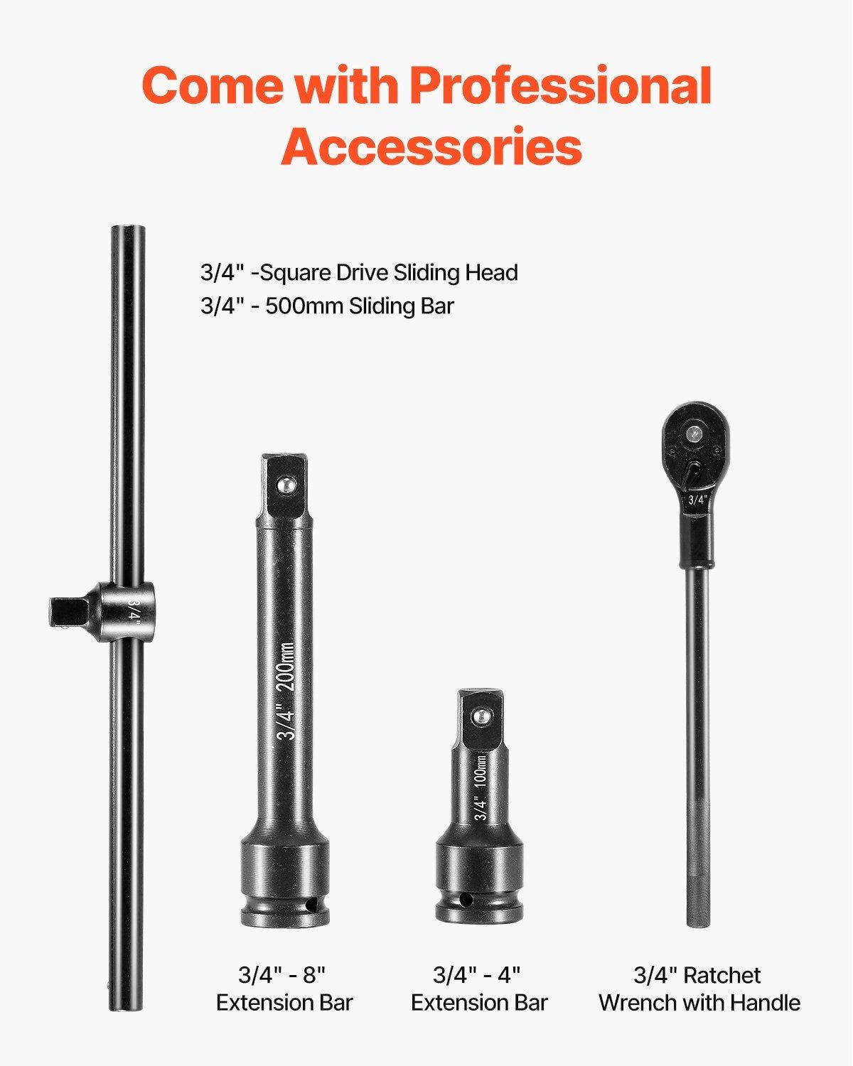 3/4in Drive 22-Pc Impact Socket Kit SAE/Metric 7/8″–2″ & 22mm–50mm 6-Point