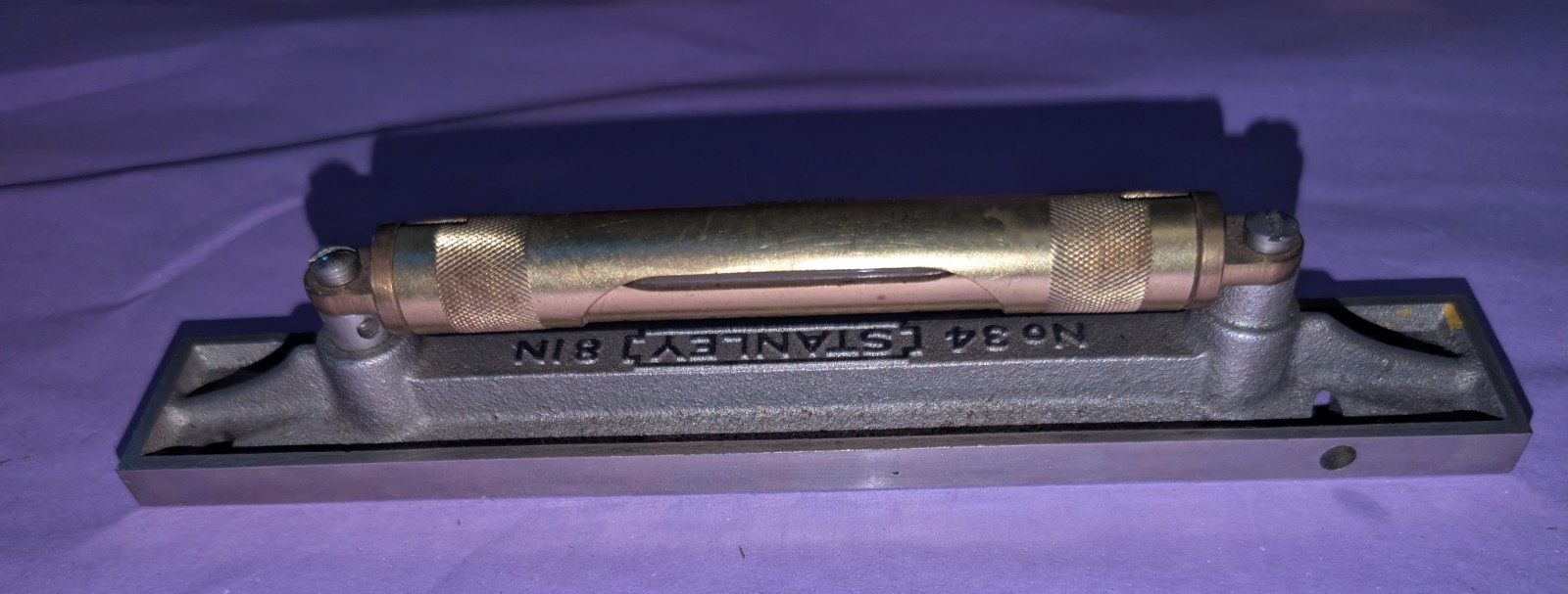 Antique/Vintage Stanley No.34 Brass Machinist 8″ Level Nvr Mounted