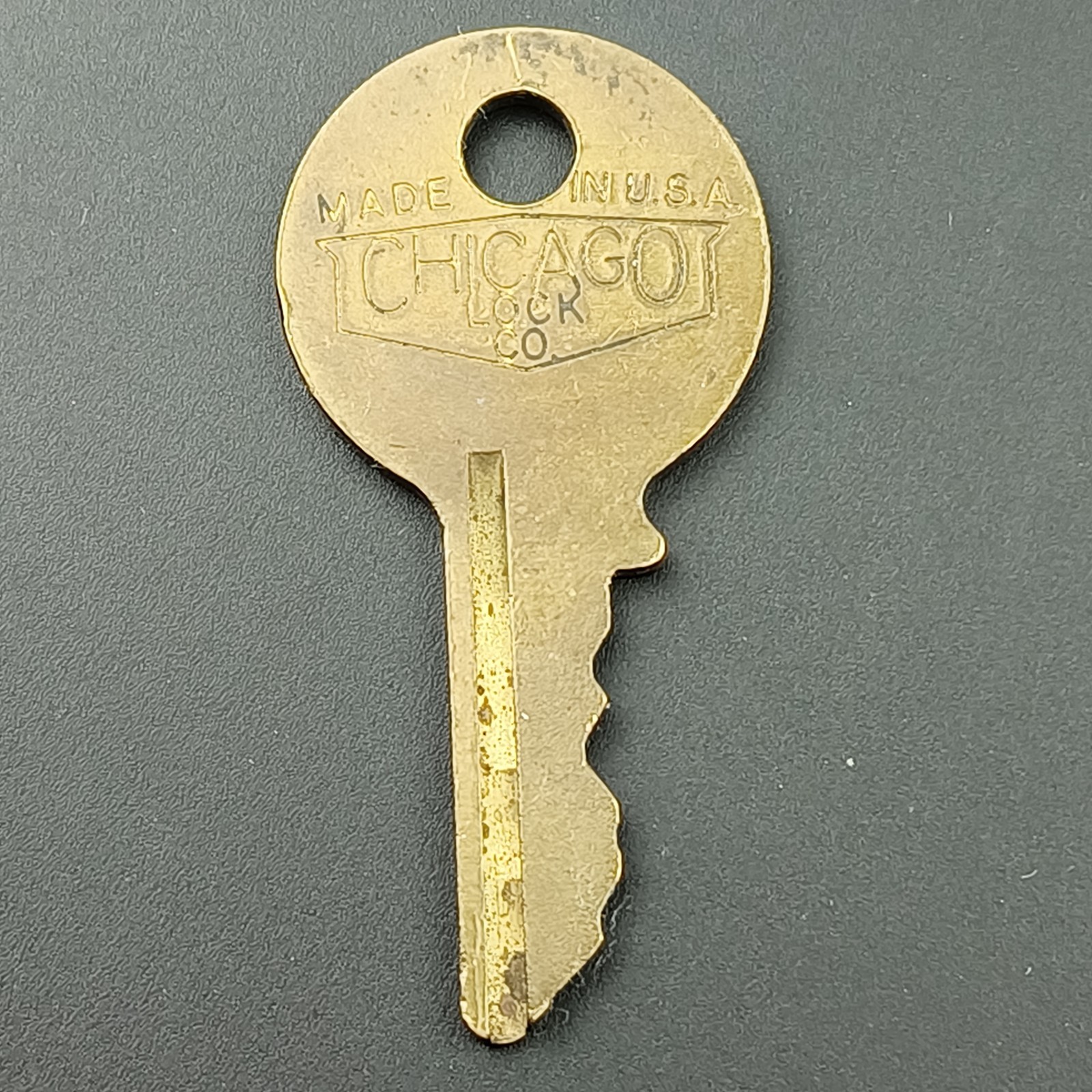 Vintage Chicago Lock Co. Key Brass Reads Down River
