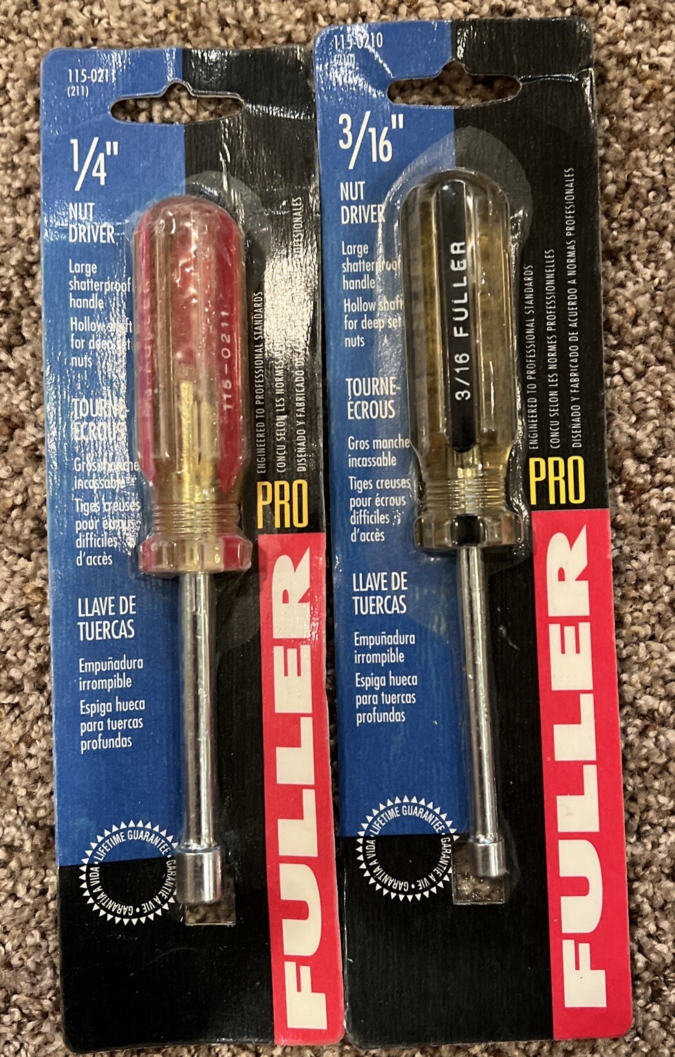 Lot Of 2: Vintage Fuller Nut Driver 1/4″ No. 211 & 3/16 210 Made In Canada New