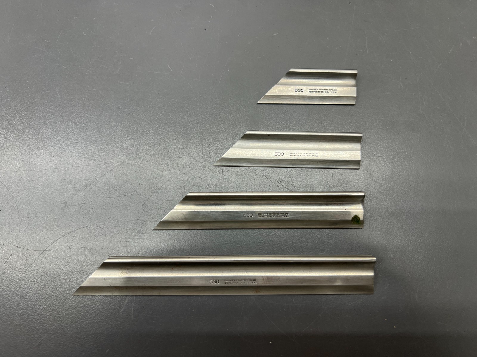 (v) BROWN & SHARPE No. 530 4pc MACHINIST TOOLMAKER KNIFE STRAIGHT EDGE SET – USA