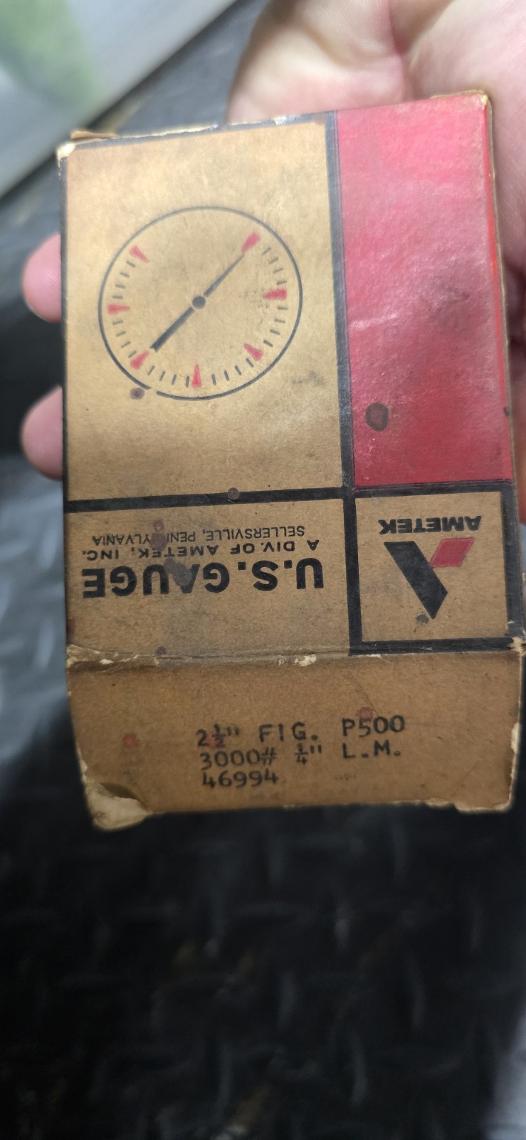 VINTAGE USG U.S. GAUGE HEAVY DUTY PRESSURE GAUGE 0-3000 PSI