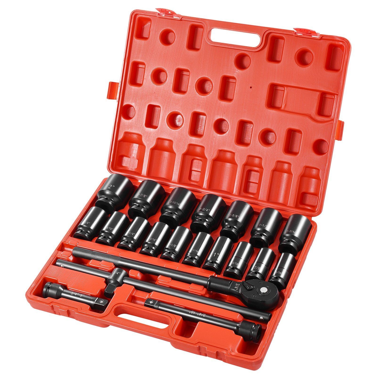 3/4in Drive Deep Impact Socket Set 17 Pcs 13/16in–2in 6-Point CR-V