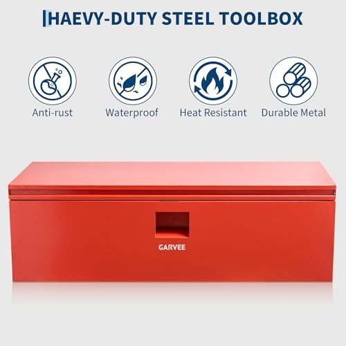 Steel Truck Tool Box Heavy Duty Truck Bed Toolbox w/Dual 15X15X30 inch Red