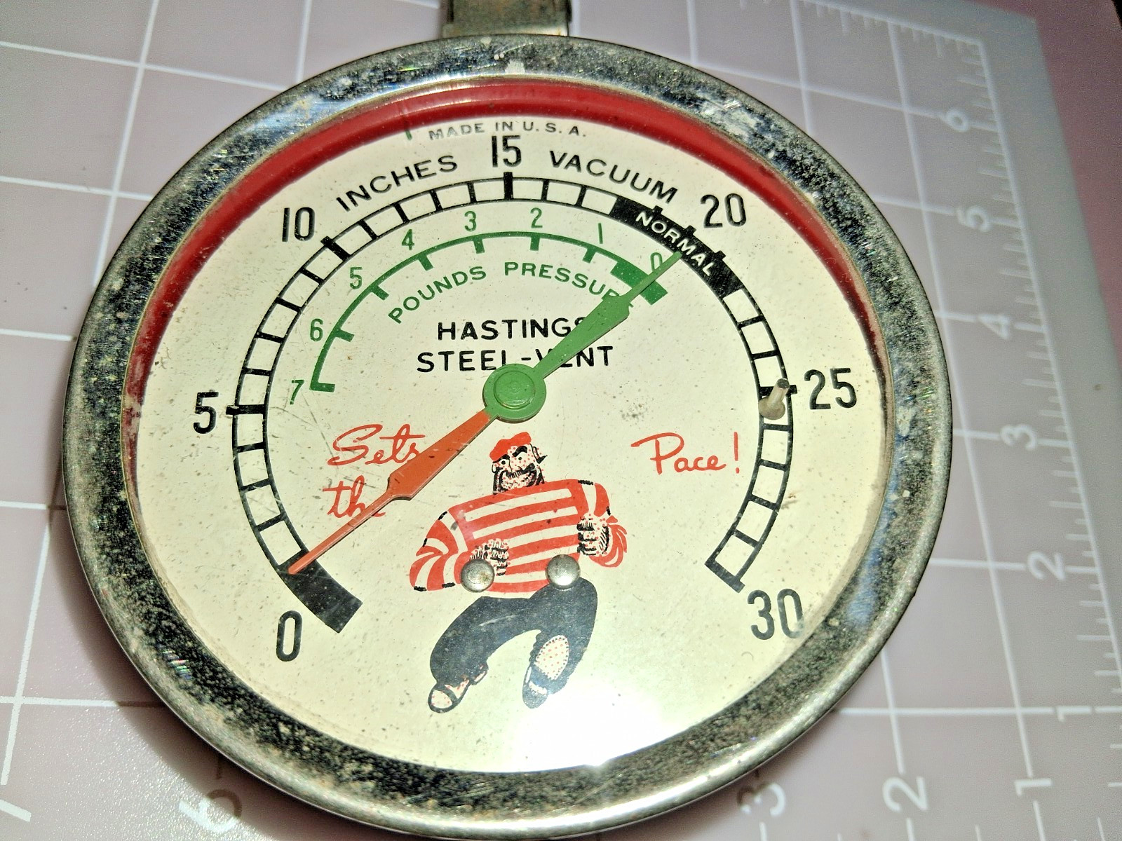 Vintage Steampunk Vacuum Pressure Gauge Hastings Steel Vent U.S.A. Made