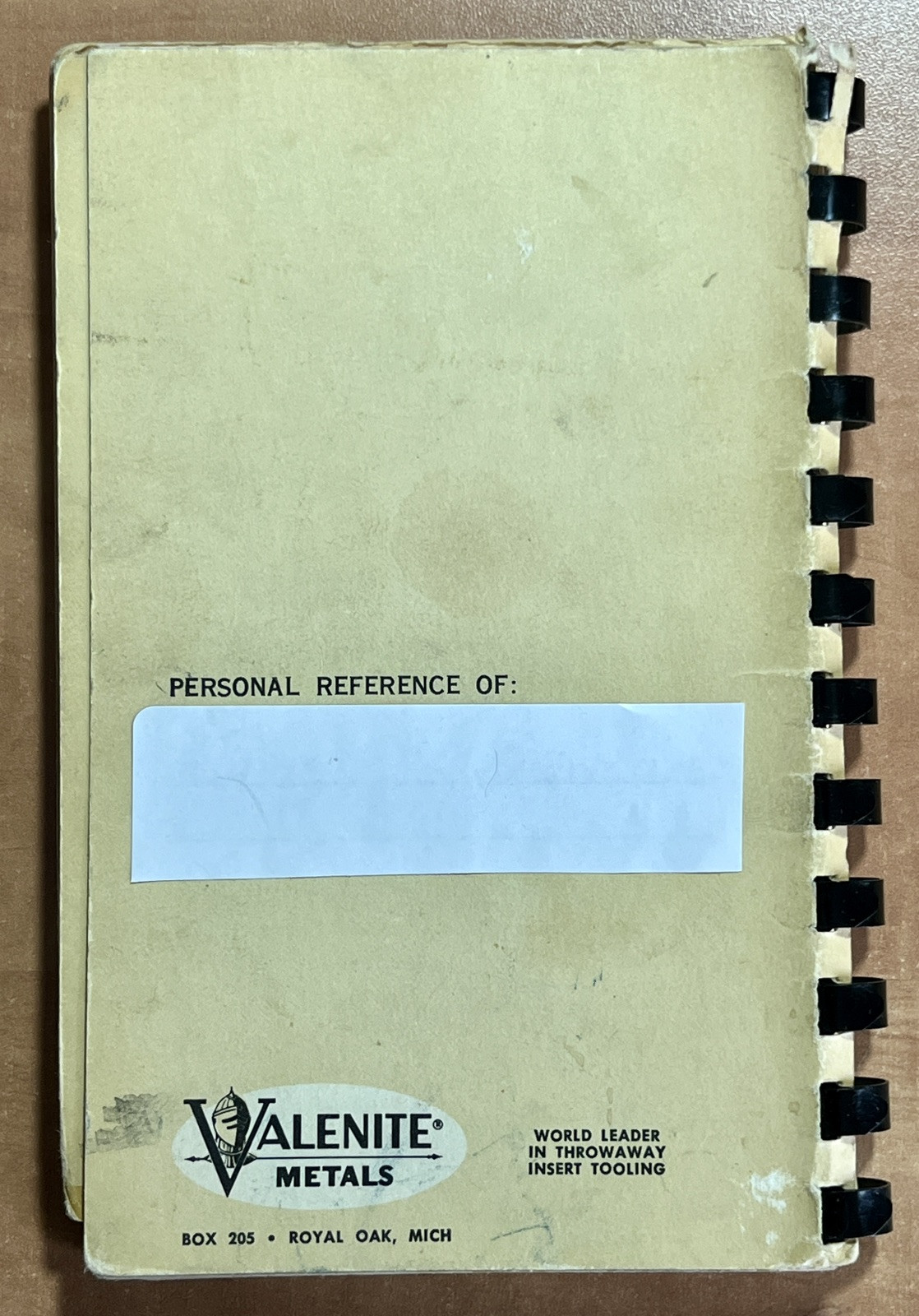 Valenite Metals Handy Reference Booklet 1967 Royal Oak MI