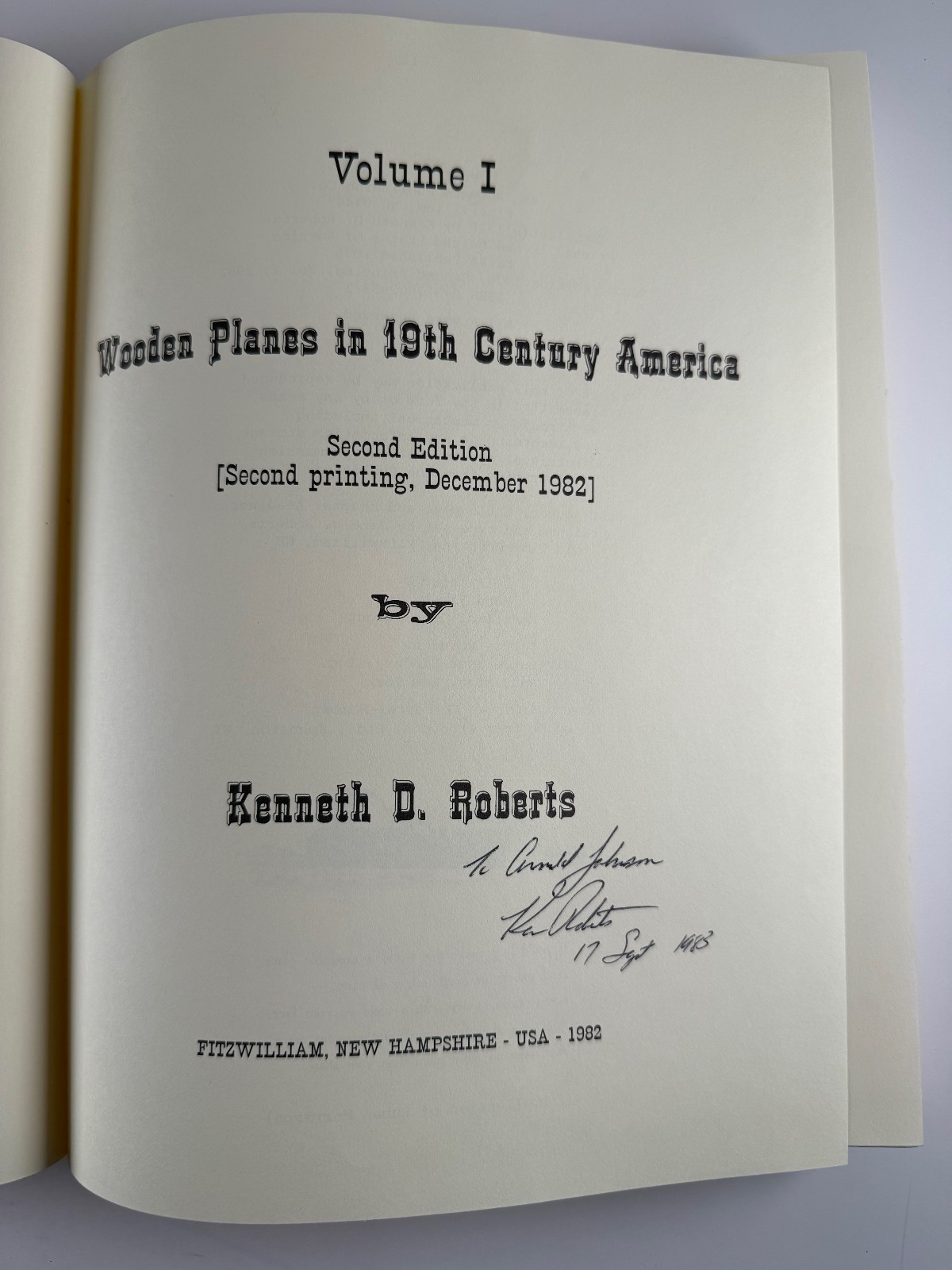 SIGNED Wooden Planes in 19th Century America Vols 1 2 Kenneth D. Roberts letters