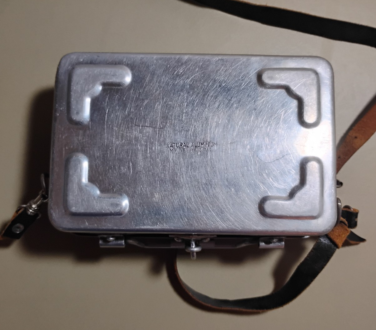 Natural Aluminum Steampunk Style Storage Box with Leather Strap Made in India