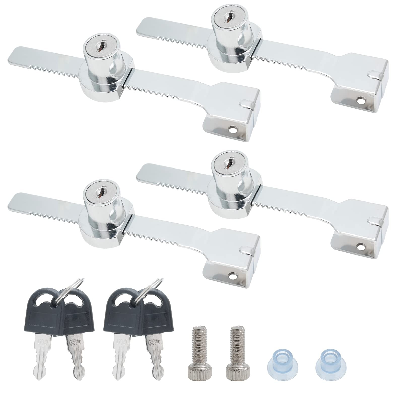 Qjaiune 4 Pack Sliding Glass Door Lock, 5.56 inch / 141mm – 4 Pack, Silver