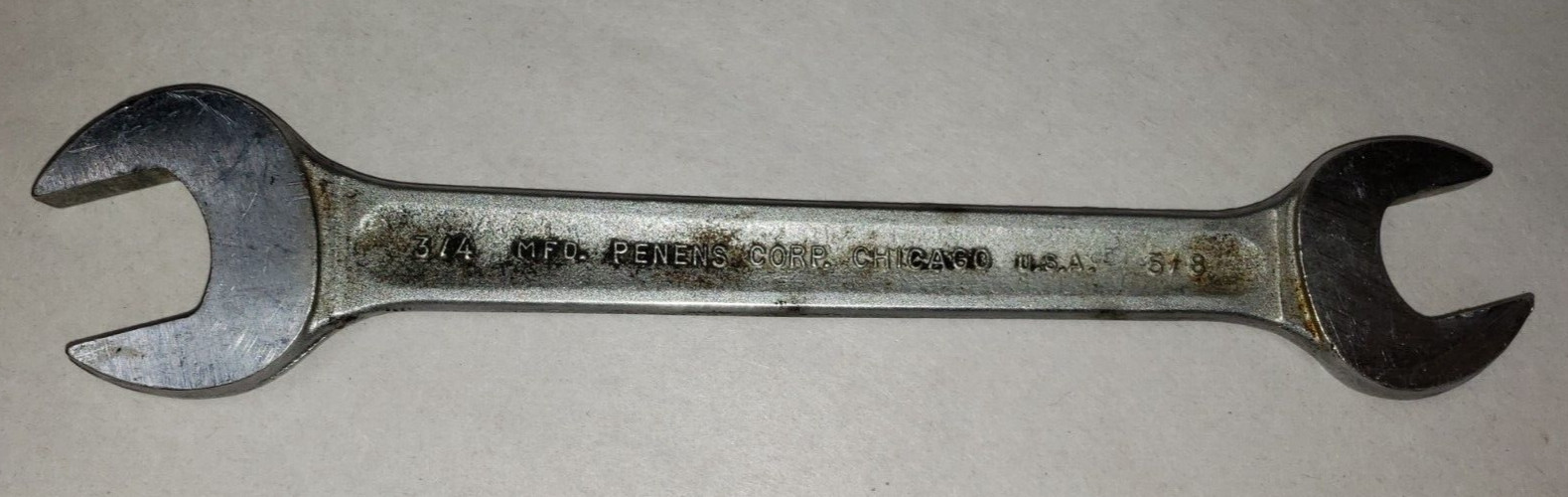 Vintage PENENS Corp Chicago USA Double Open End Wrench 5/8″ x 3/4″ 7 3/6″