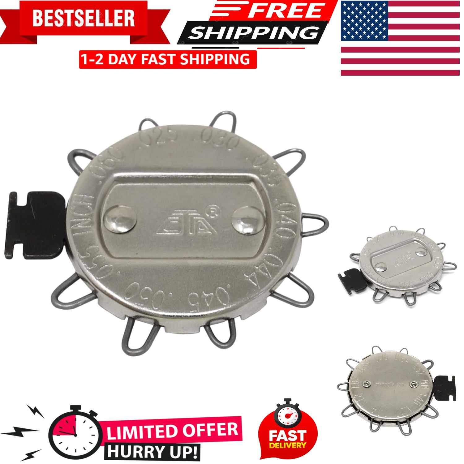 Compact 9 Wire Spark Plug Gap Gauge: Precision Measurement 0.025 to 0.060 inches