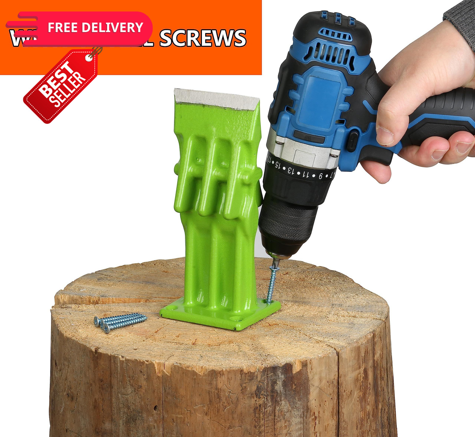 SPEED FORCE Firewood Kindling Log Wood Splitter – No Axe! Wedge 3 Inch Green