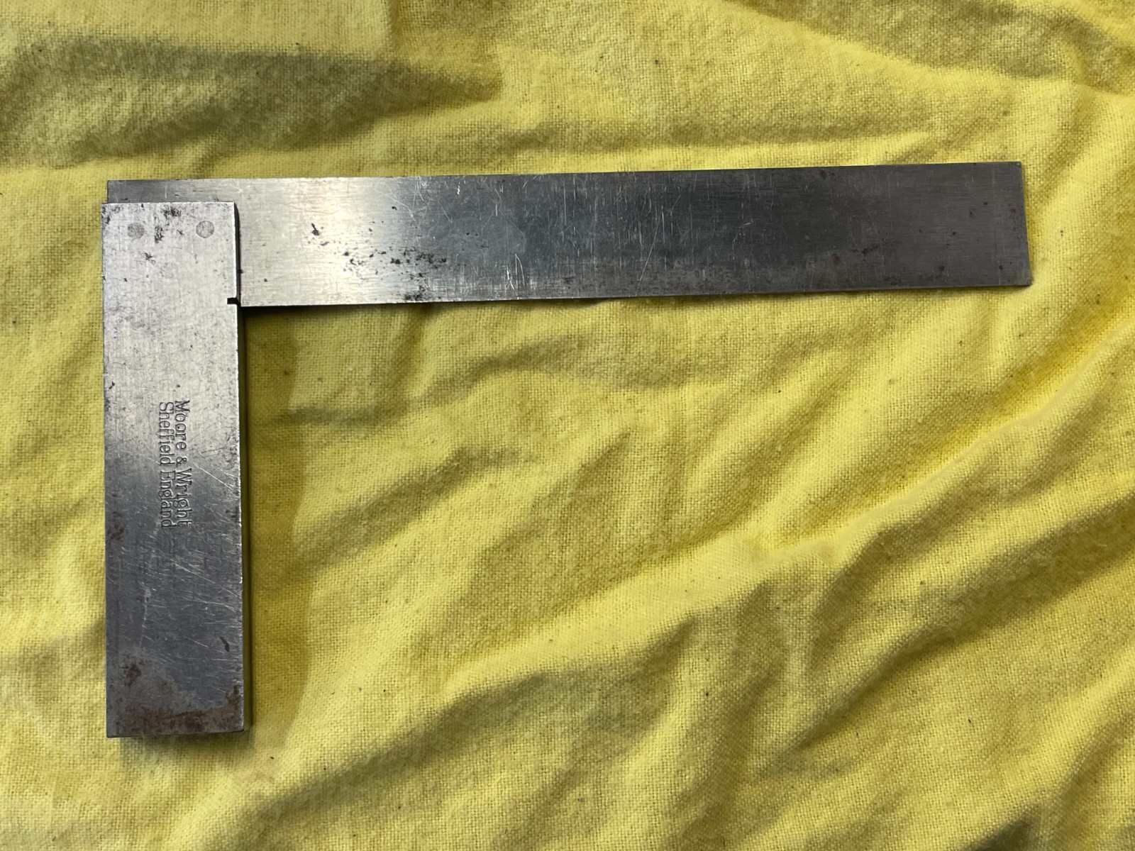 vintage Wright & Moore Sheffield England 4×7″ machinist steel square engineer